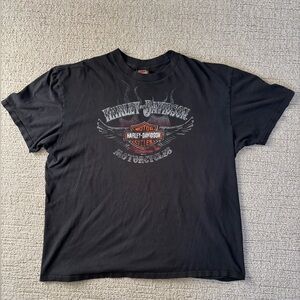 Harley-Davidson Black and Orange Winged Logo Tee